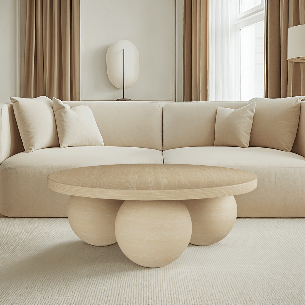 Matte Beige Round Coffee Table