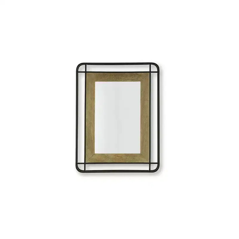 Signature Design by Ashley Beelman Industrial Wall Accent Mirror with Wood and Metal Frame