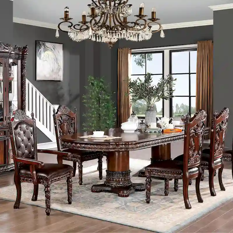 Furniture of America Abeena Traditional Cherry Solid Wood 5-Piece Expandable Dining Table Set
