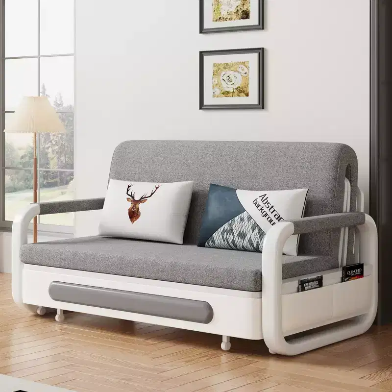 Farmhouse 60 in Convertible Sleeper Sofa Bed | Storage Base | Folding Chair for Living Room