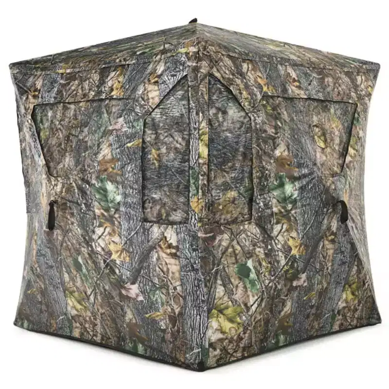 NAYSAYE 3 Person Portable Pop-Up Ground Tent with Camouflage Design and Carrying Bag for Outdoor Hunting and Concealment, Brown, 80*80*65.5