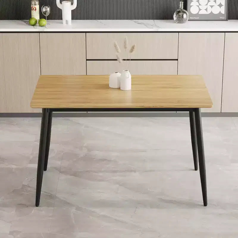 Modern Minimalist MDF Dining Table with Black Metal Legs