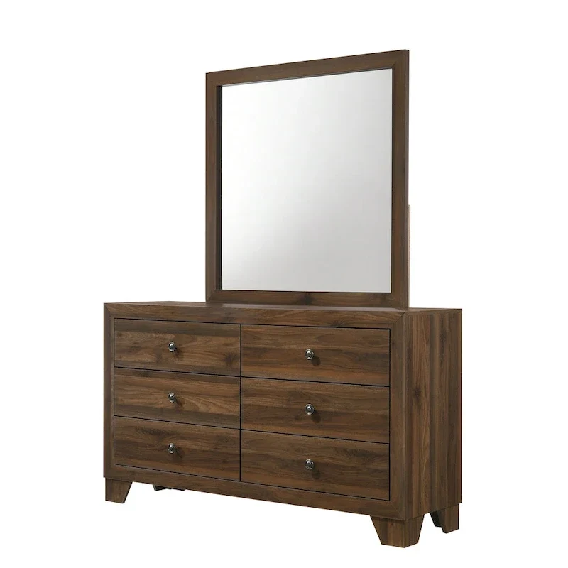 Linette 6 Piece Cherry Brown Panel Bedroom Set