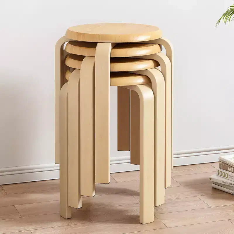 GDFStudio Elmbrook Stackable Bentwood Backless Nesting Stool (Set of 4)