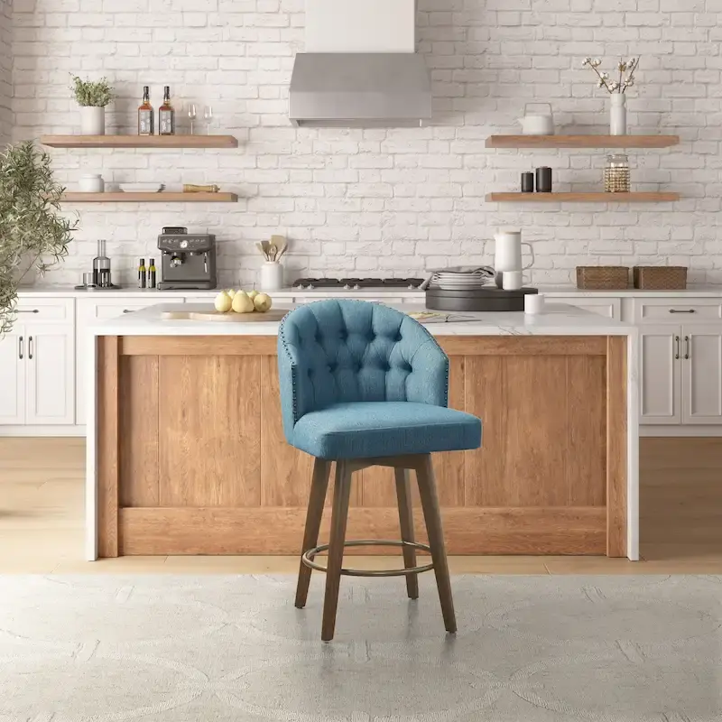Madison Park Boyle Upholstered 360 Degree Swivel Counter Stool 26 H