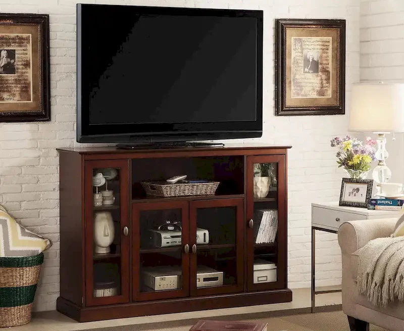 Highboy TV Stand with Storage Cabinets and Shelves