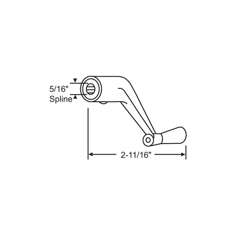 Brixwell Crank Handle, Plastic Material, 2-11/16 Overall Length, 5/16 Spline Size, Window Operator Replacement, Brown Finish