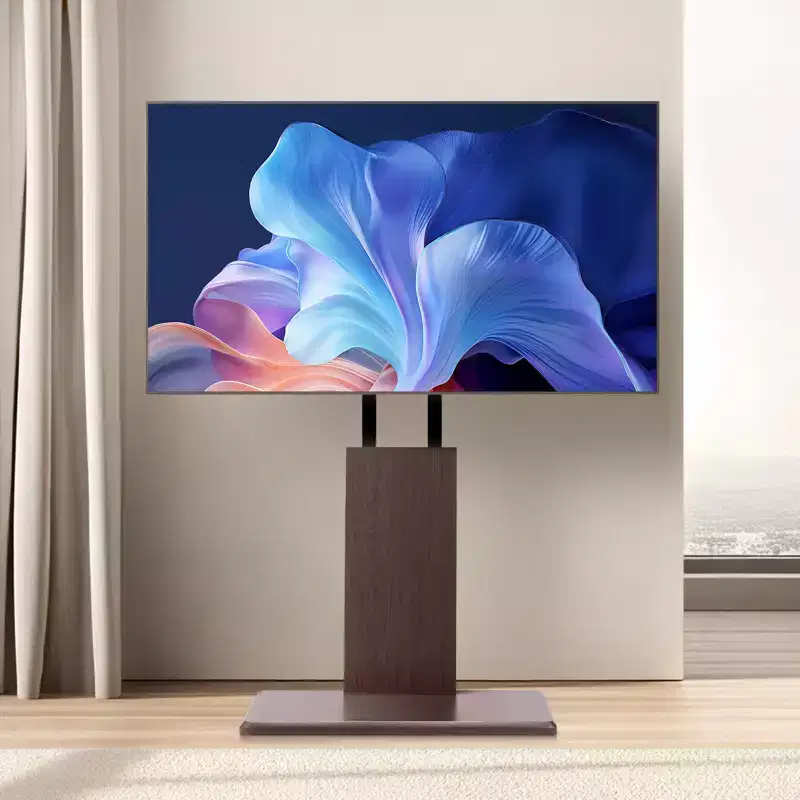 VEVOR Universal TV Stand, Table Top TV Stand for 32-70 inch Screens, Swivel and Height Adjustable TV Mount Stand Holds up to 99 lbs, Black+Brown