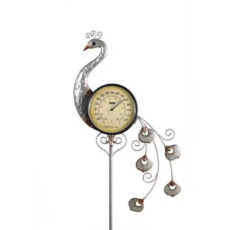 Poolmaster Outdoor Thermometer Garden Stake - Peacock