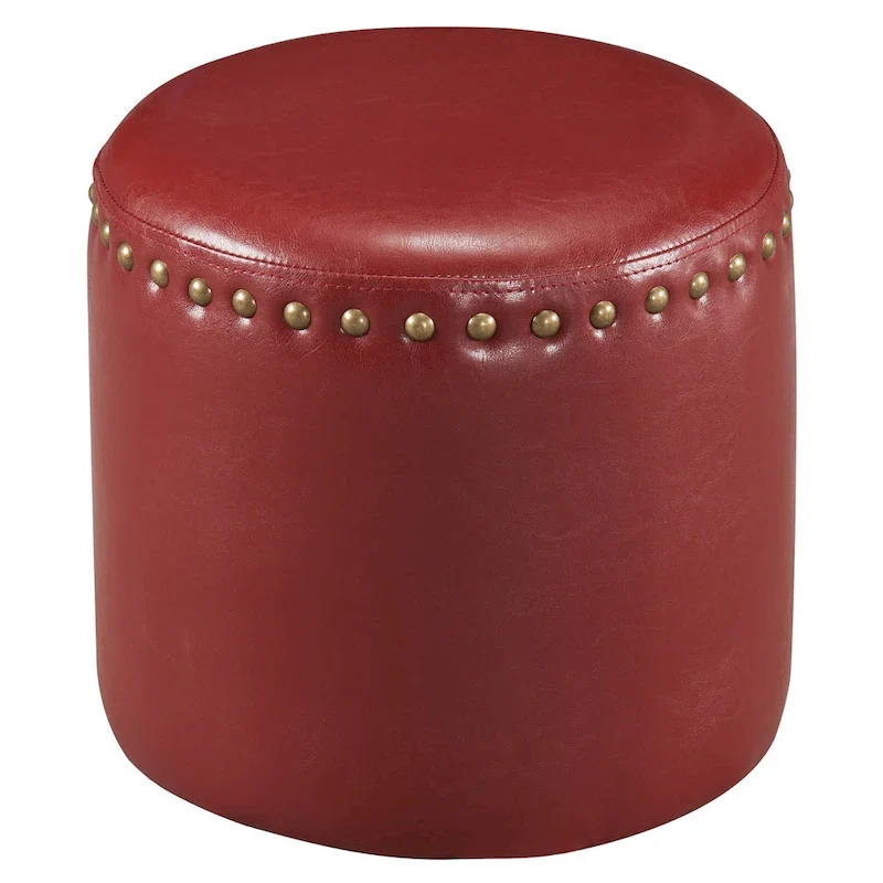 Faux Leather Round Ottoman