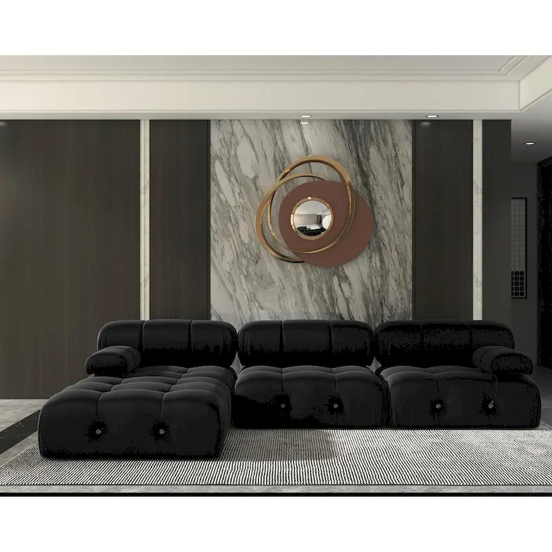 104 Convertible Modular Sectional Sofa, L-Shaped Minimalist Velvet Sofas Couches with Chaise Ottomans