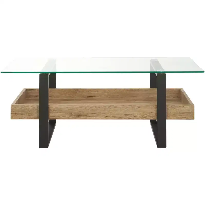 Auberon Coffee Table - COF7015A - Glass/Natural - Safavieh
