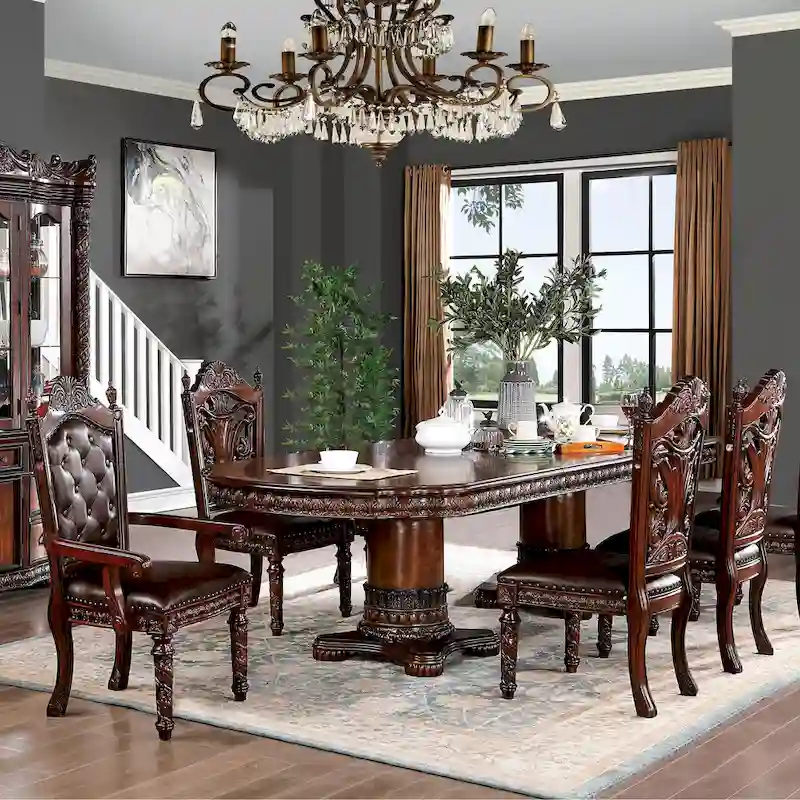 Furniture of America Abeena Traditional Cherry Solid Wood 5-Piece Expandable Dining Table Set