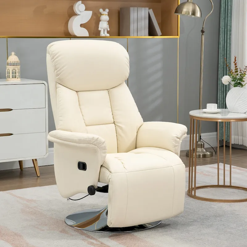 HOMCOM Manual Recliner Chair for Adults, Adjustable Swivel Recliner with Footrest, Padded Arms