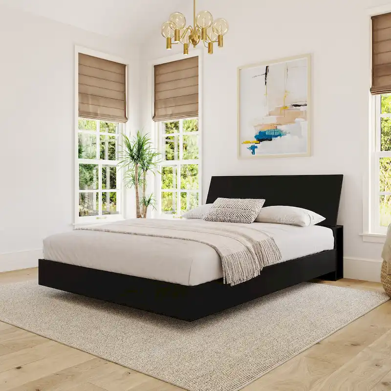Storage Headboard with Lateral Shelves