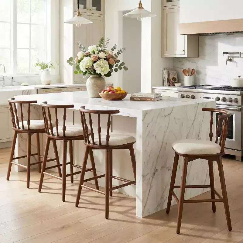 Christopher Knight Home Ocane Modern Rubberwood Upholstered Barstools (Set of 4)