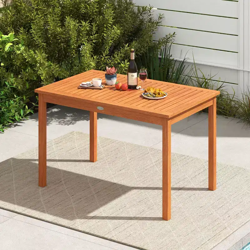 Costway 48 Inches Outdoor Dining Table for 4-6 People with Slatted Tabletop for Lawn Garden