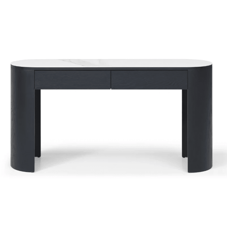 Black Console Table with Marble Top