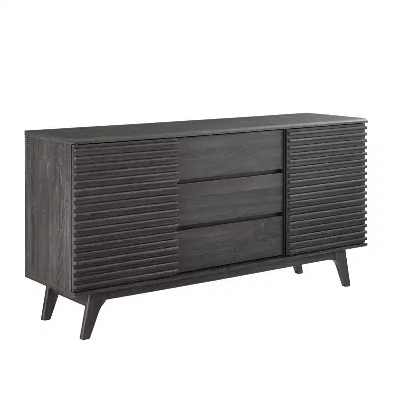 63 Render Sideboard Buffet Table or TV Stand Charcoal - Modway: Mid-Century Modern, Media Storage