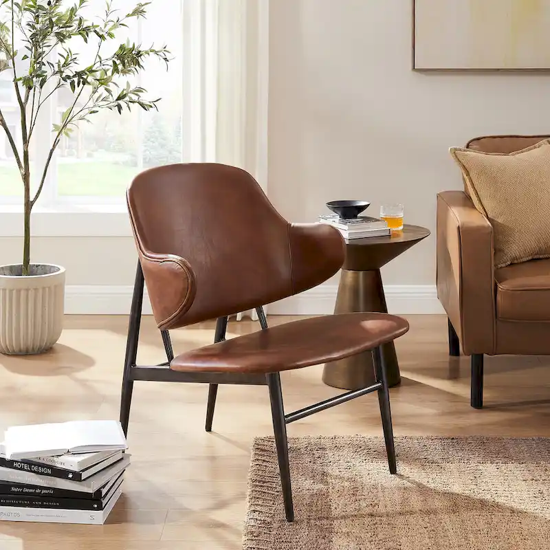 Genuine Leather Accent Lounge Chair
