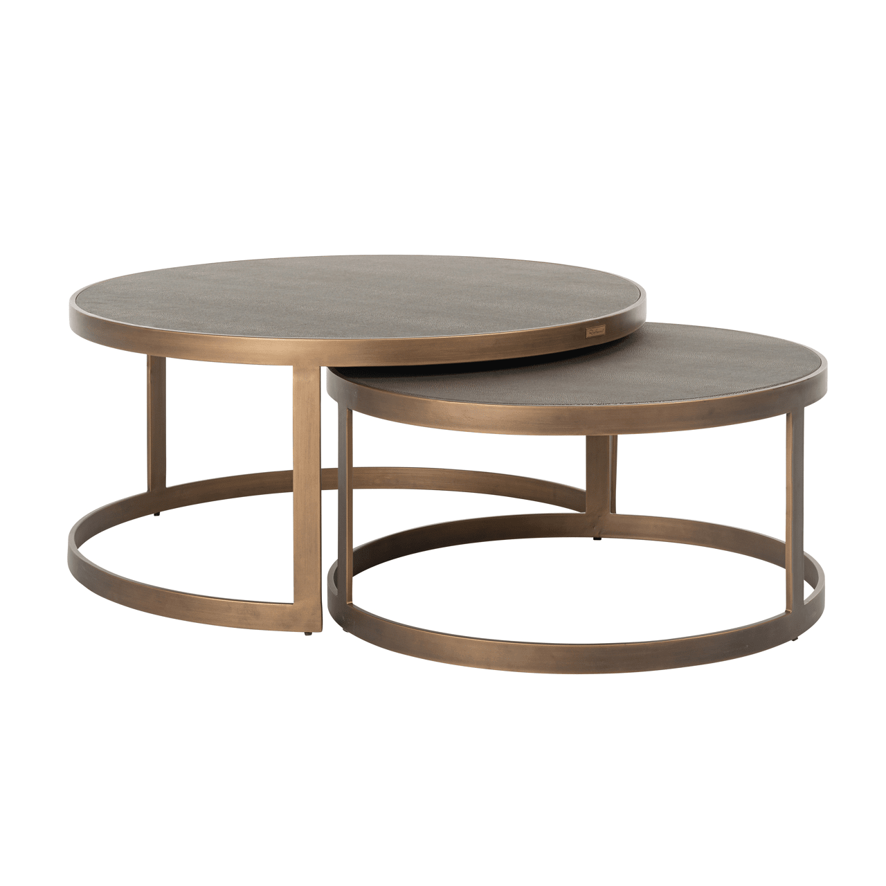 Shagreen & Brushed Brass Nest of Coffee Tables