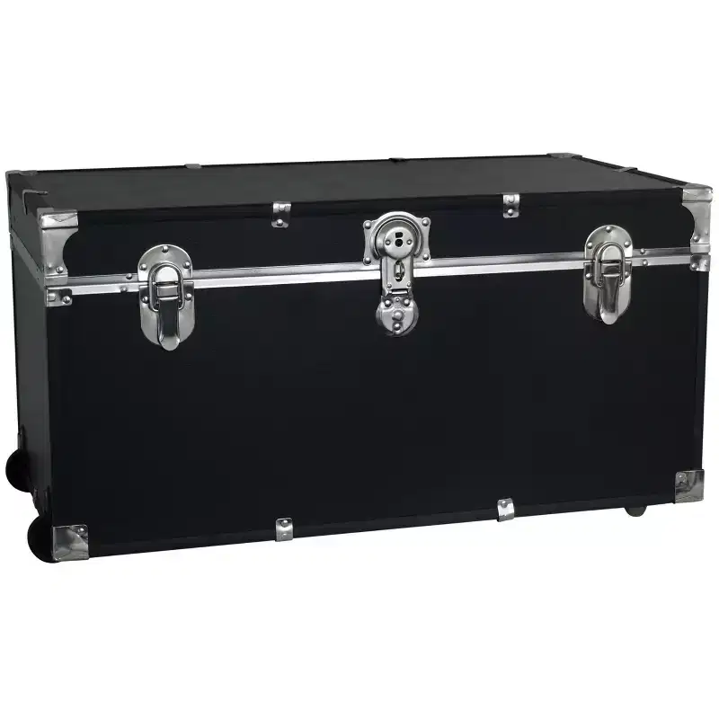 Seward Trunk 31" No Line Wheels Black: Universal Storage Footlocker Trunk with Wheels, 200 lb Capacity, 4.29 Volume