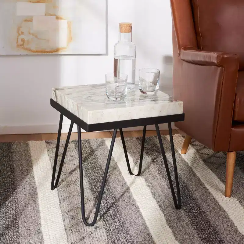 Jada Stone Top Accent Table - ACC3705 - Multi Grey/Black - Safavieh