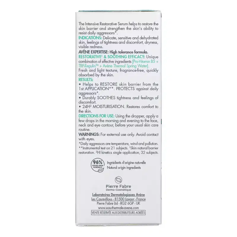 Avene Cicalfate+ Intensive Skin Restorative Face Serum: Paraben-Free, Deep Hydration, Unscented, 13.2 Net Weight
