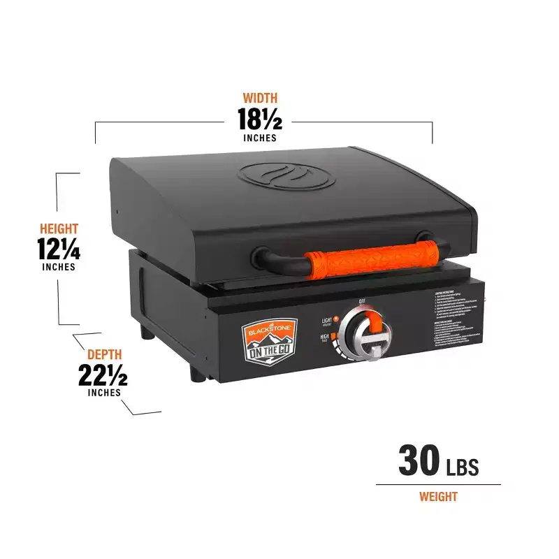 Blackstone On-The-Go Tabletop Griddle with Hood Model 12500 btu #1900 Black