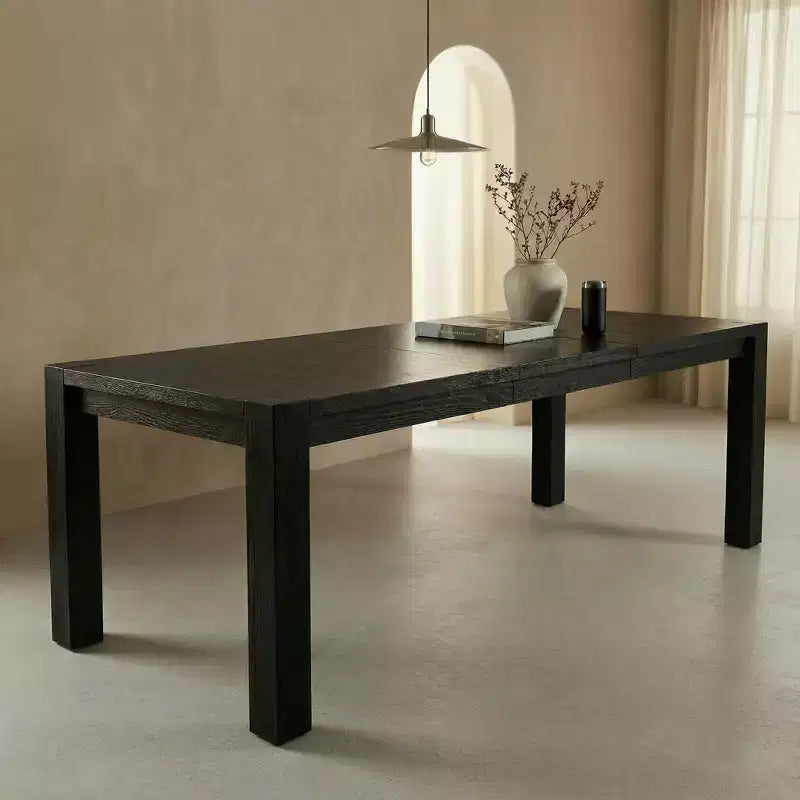 Modern 60" Expandable Dining Table with Hidden Center Leaf, Ash Wood Veneer, Adjustable Feet, Seats 6-8