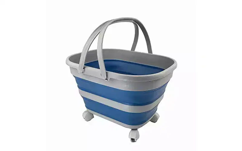 SAMMART 17L(4.5 gallons) Collapsible Plastic Tub with Handle & Wheels