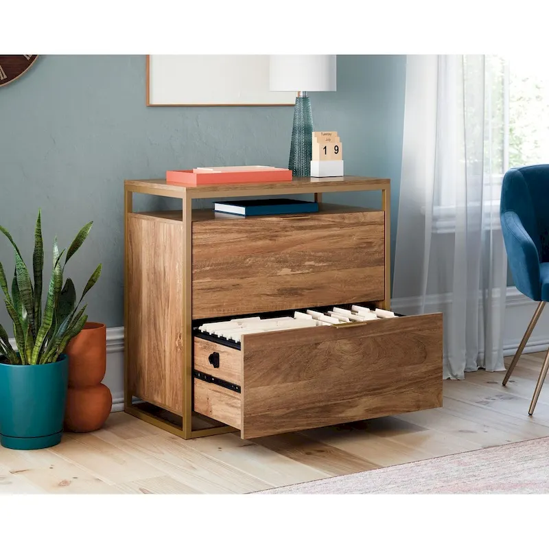 2-Drawer Lateral File Cabinet with Open Shelf, Sindoori Mango