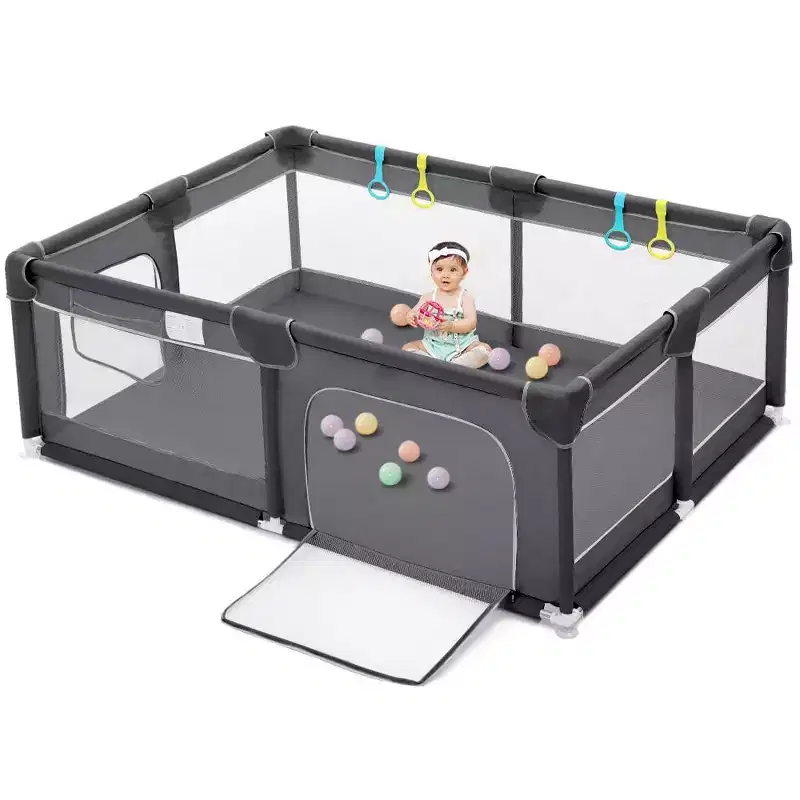 GOTGELIF 74x50 4-Panel Baby Playpen Spacious & Secure Portable Playard