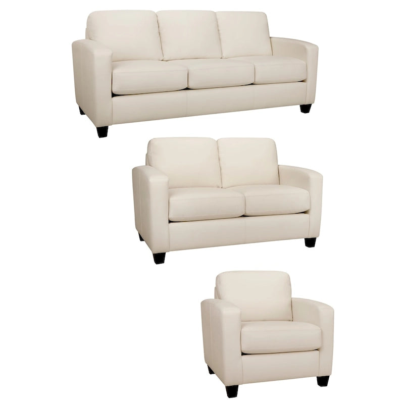 Bryce Italian Top Grain Leather Sofa, Loveseat and Chair Set
