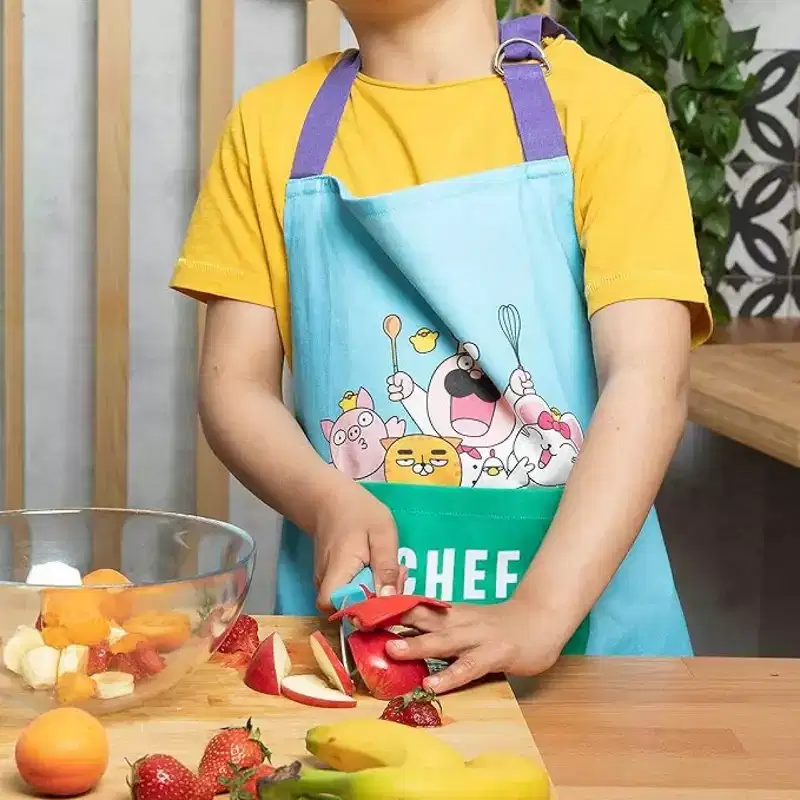Chefclub Kids Apron, 100% Cotton - Cooking & Baking Apron for Children with Pocket, Adjustable Neck Strap, Waist Tie