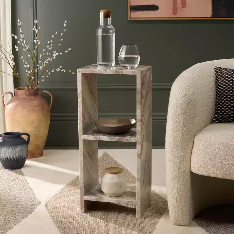 Tristin Marble Side Table - ACC3743 - Brown/Grey - Safavieh