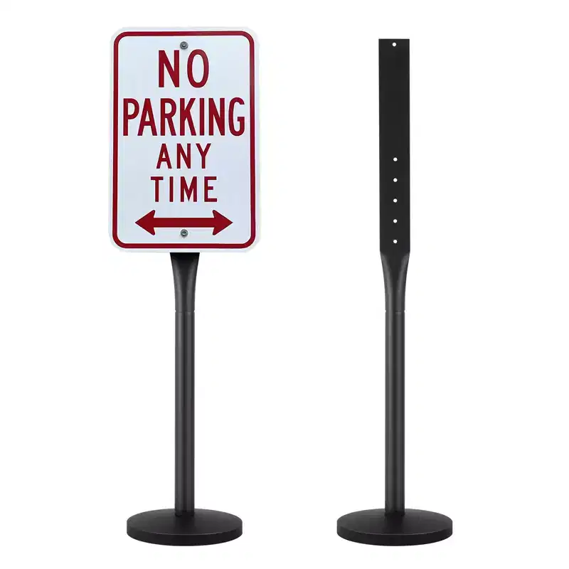 VEVOR Cast Iron Sign Post, 4 ft Portable Heavy Duty Steel Post Sign Holder with Hard Plastic Base & Wheels, U-Channel Sign Stand for Garden