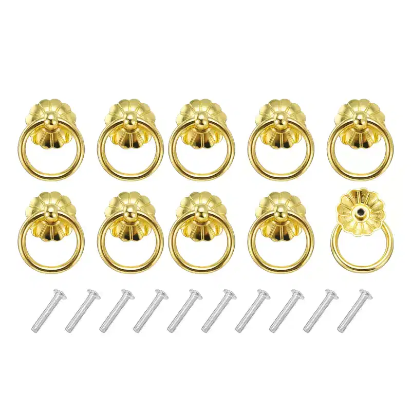 Unique Bargains Zinc Alloy Vintage Drop Ring Drawer Knobs with Screws for Dresser Closet