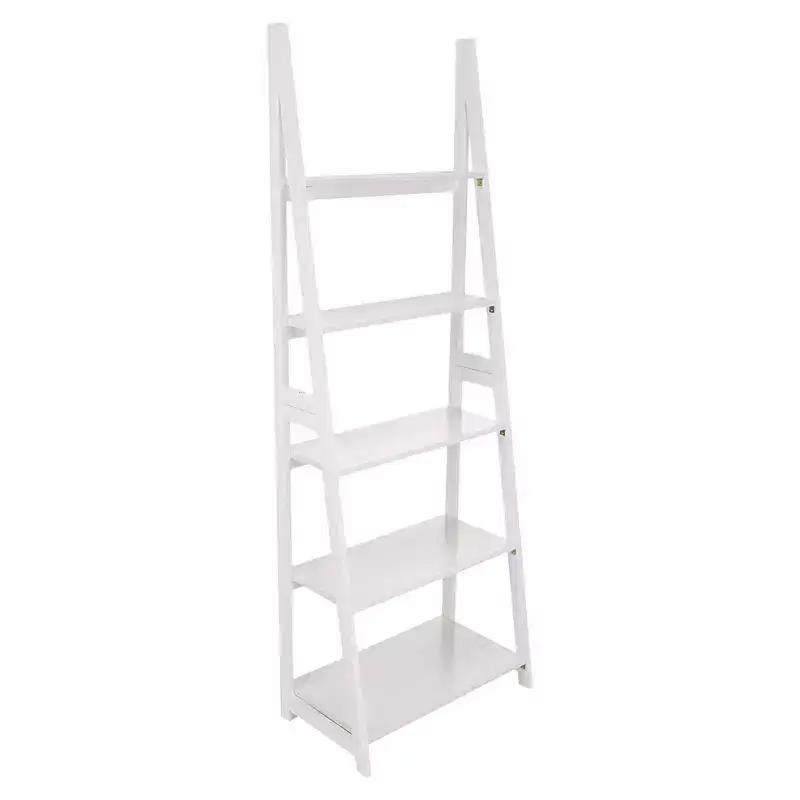 5-Tier Ladder Shelf �C Wooden Display Organizer for Books & D��cor, White