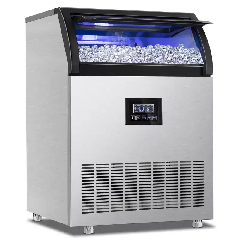 Hooure Commercial Ice Maker (360LBS/24H, 77LBS Storage, 126 Cubes/11Min) - Under Counter Stainless Steel Industrial Machine