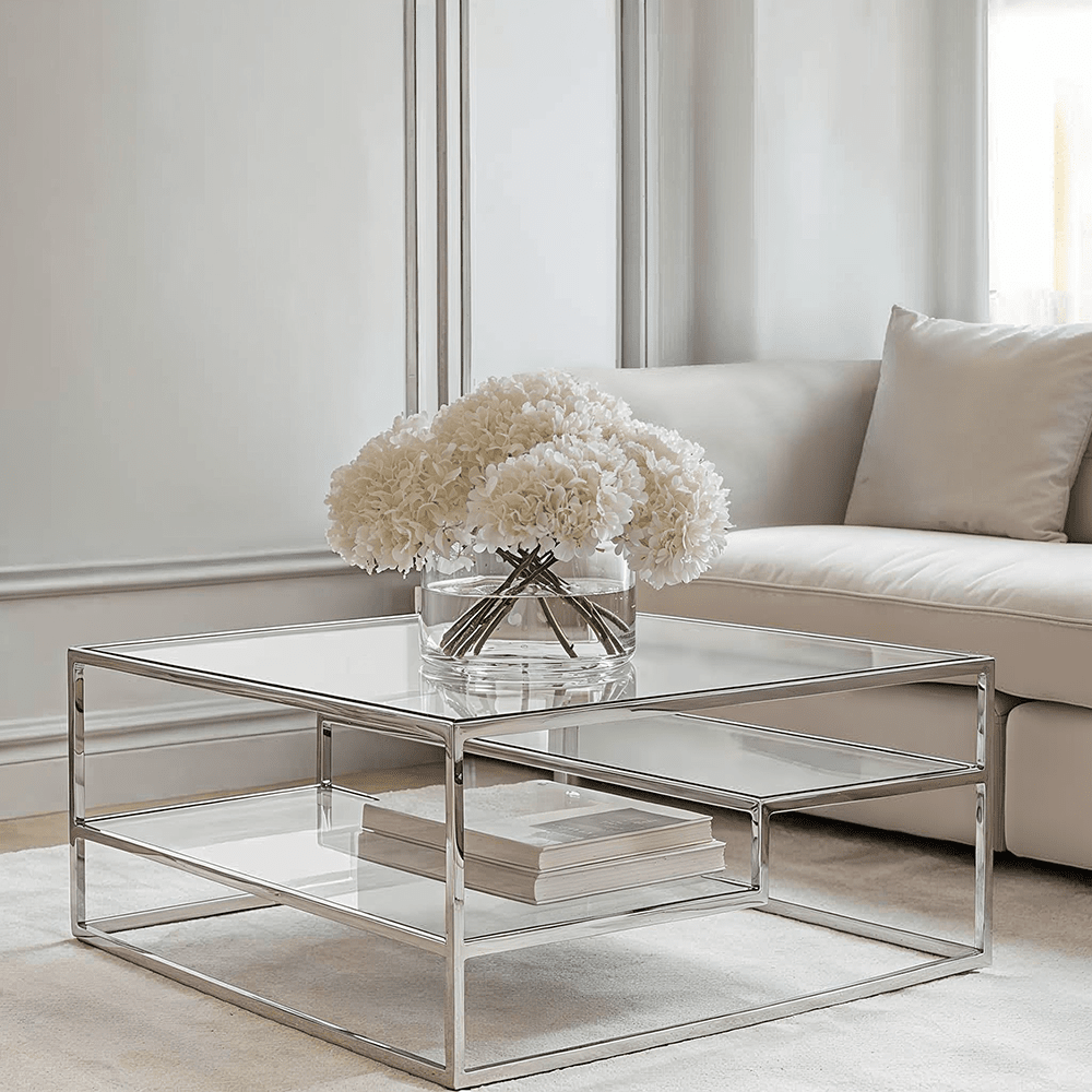 Silver & Glass Tiered Coffee Table
