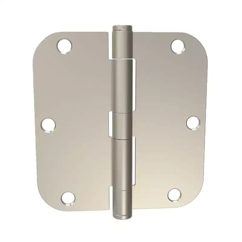 Brixwell 56-262SNK Plain Bearing Butt Hinge Radius Corners Non Rising Removable Pins Type 3-1/2 Height 3-1/2 Width Satin Nickel Finish Pair