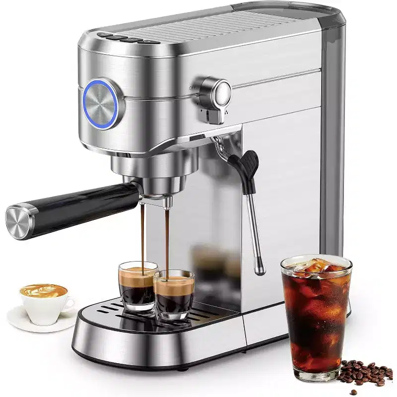 20 Bar Compact Espresso Machine with Milk Frother, Stainless Steel Coffee Maker, 40 oz Removable Water Tank for Cappuccino & Latte