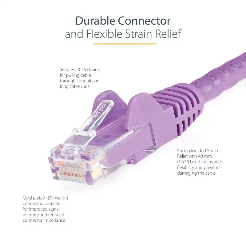 StarTech.com 12ft Purple Cat6 Patch Cable - RJ45 Ethernet Cable - N6PATCH12PL