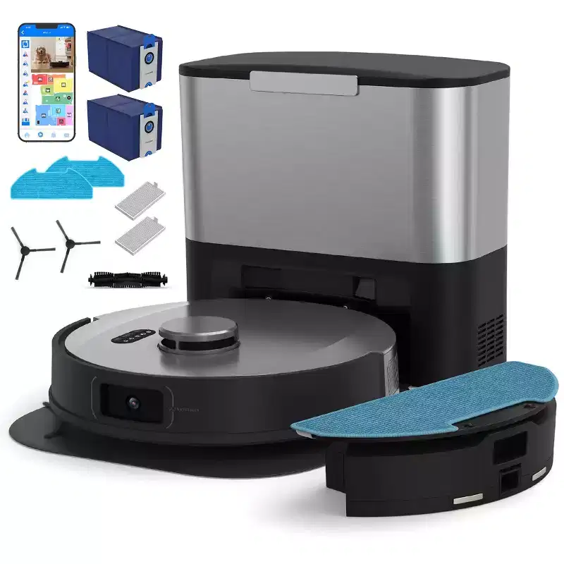 bObsweep UltraVision Self-Empty Robotic Vacuum and Mop Carpet Cleaner: Rechargeable, Pet Hair, Wet/Dry, 180 Min Run Time