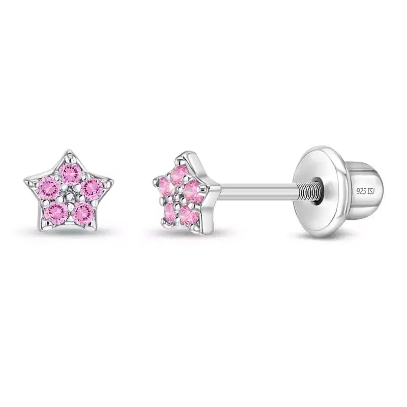 Baby Girls' Teenie Tiny Star Screw Back Sterling Silver Earrings - In Season Jewelry