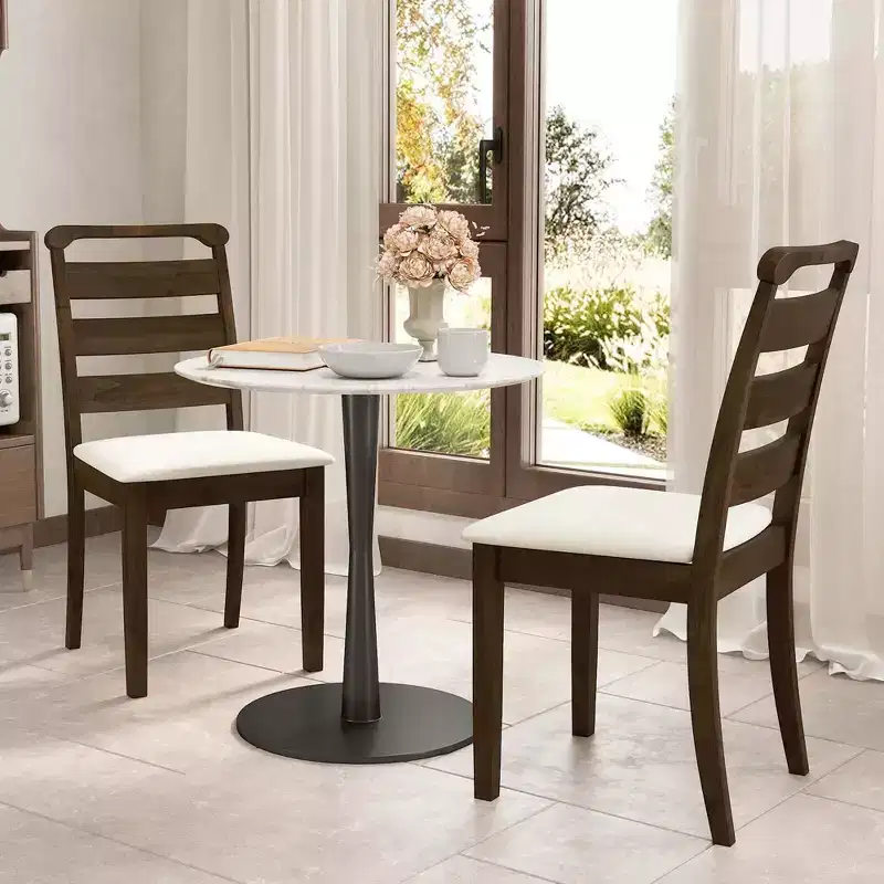 Costway Modern Dining Chair Set of 2/4 Upholstered Farmhouse Chairs with Rubber Wood Frame