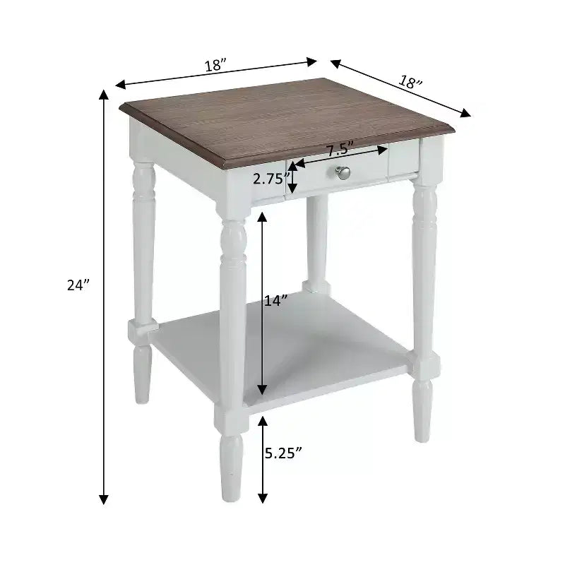 24 Rectangle Wood End Table, White Finish, Accent Side Table for Living Room or Bedroom