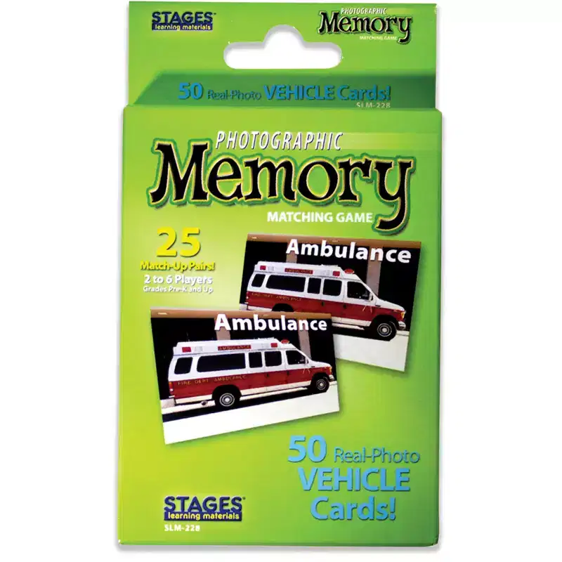 Stages Learning Materials Photographic Memory Matching Game, Vehicles, Pack of 3