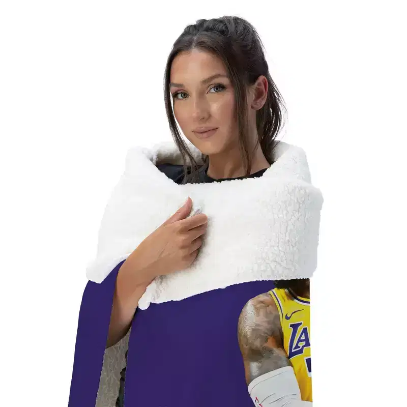 NBA Los Angeles Lakers Lebron James Silk Touch Faux Shearling Throw Blanket 50 x 60 inches